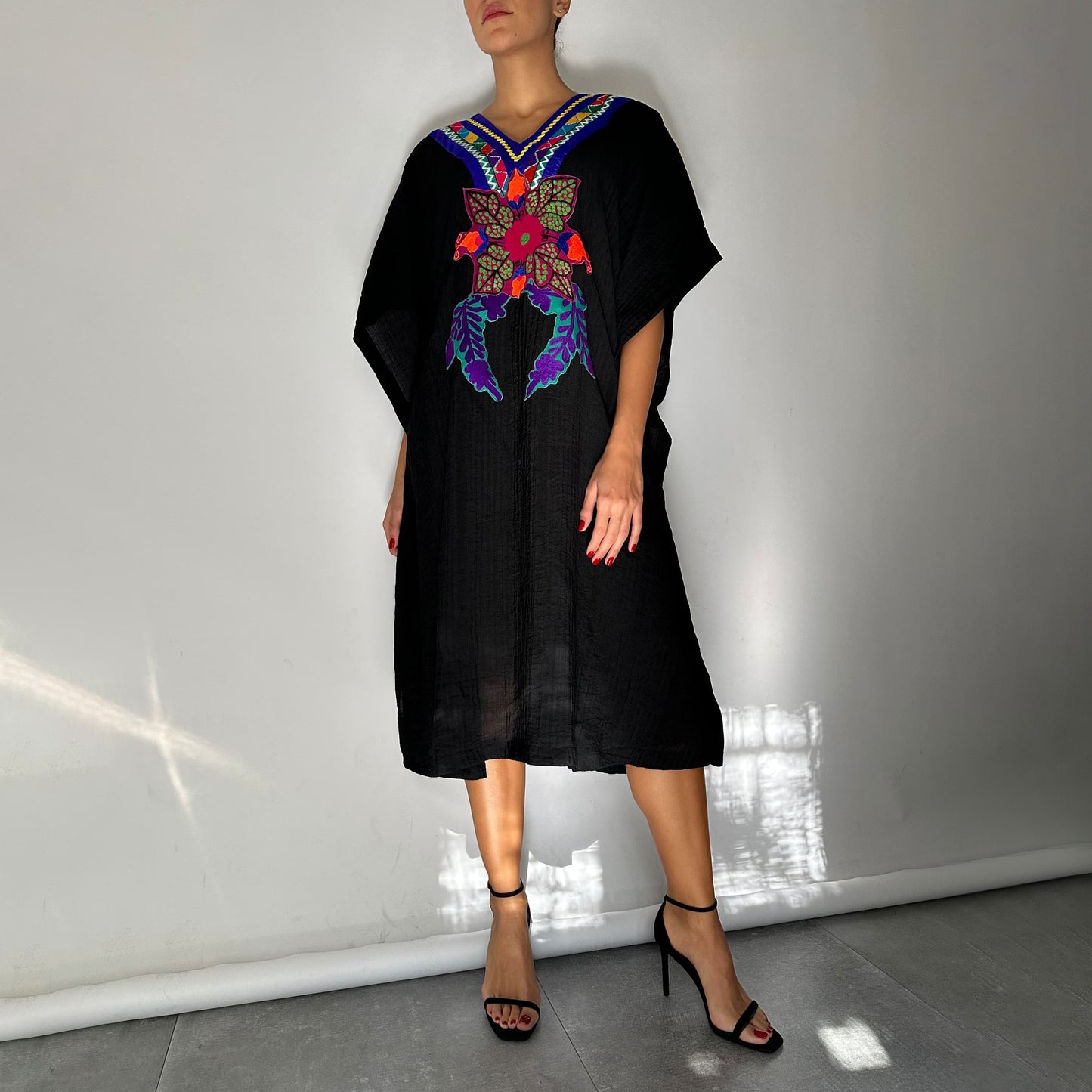 Loose Black Dress with Patchwork