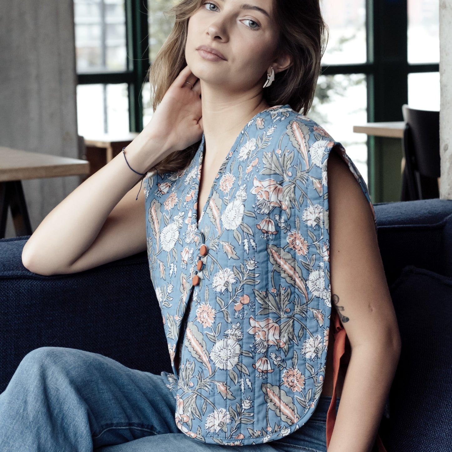 Quilted Side-Tie Reversible Vest