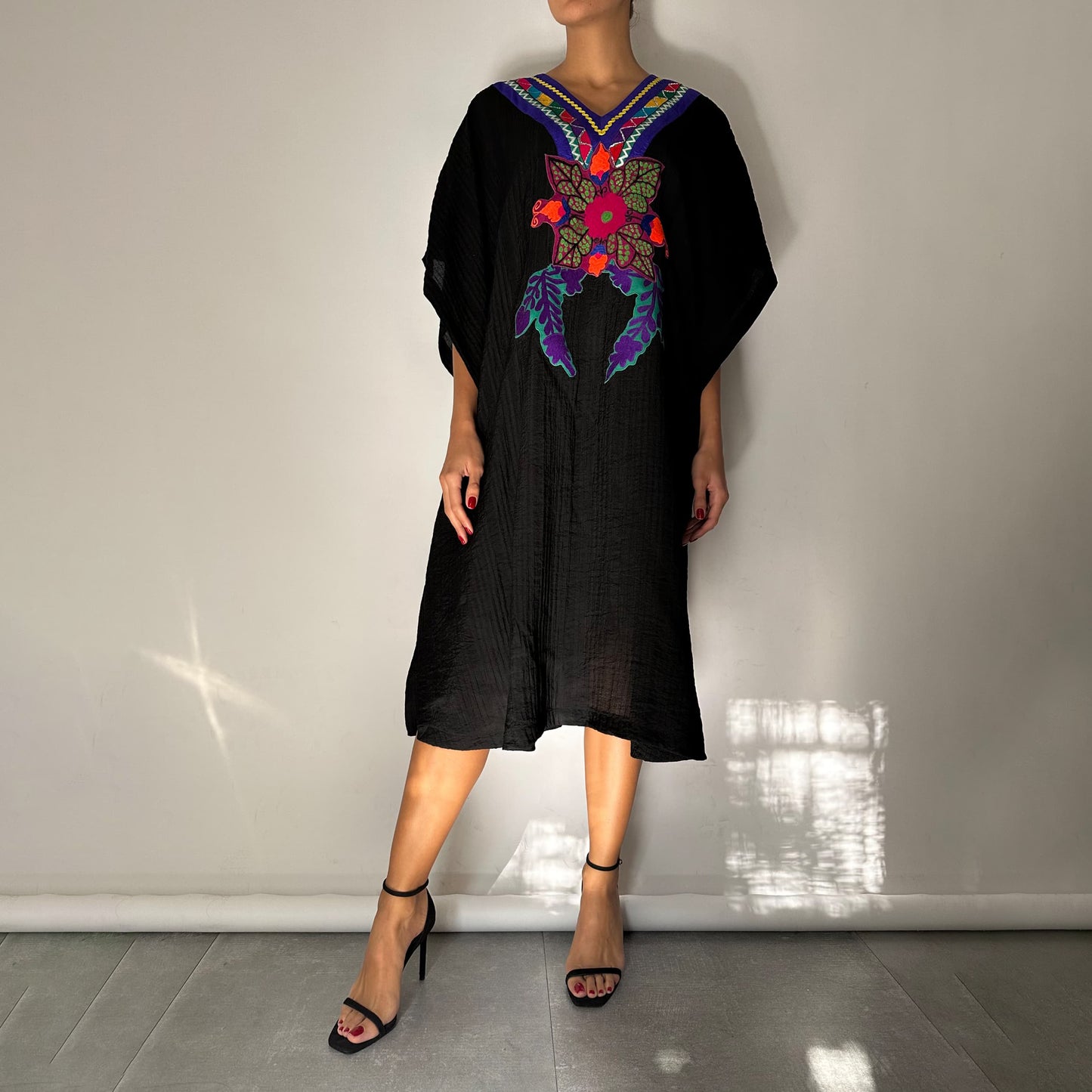 Loose Black Dress with Patchwork